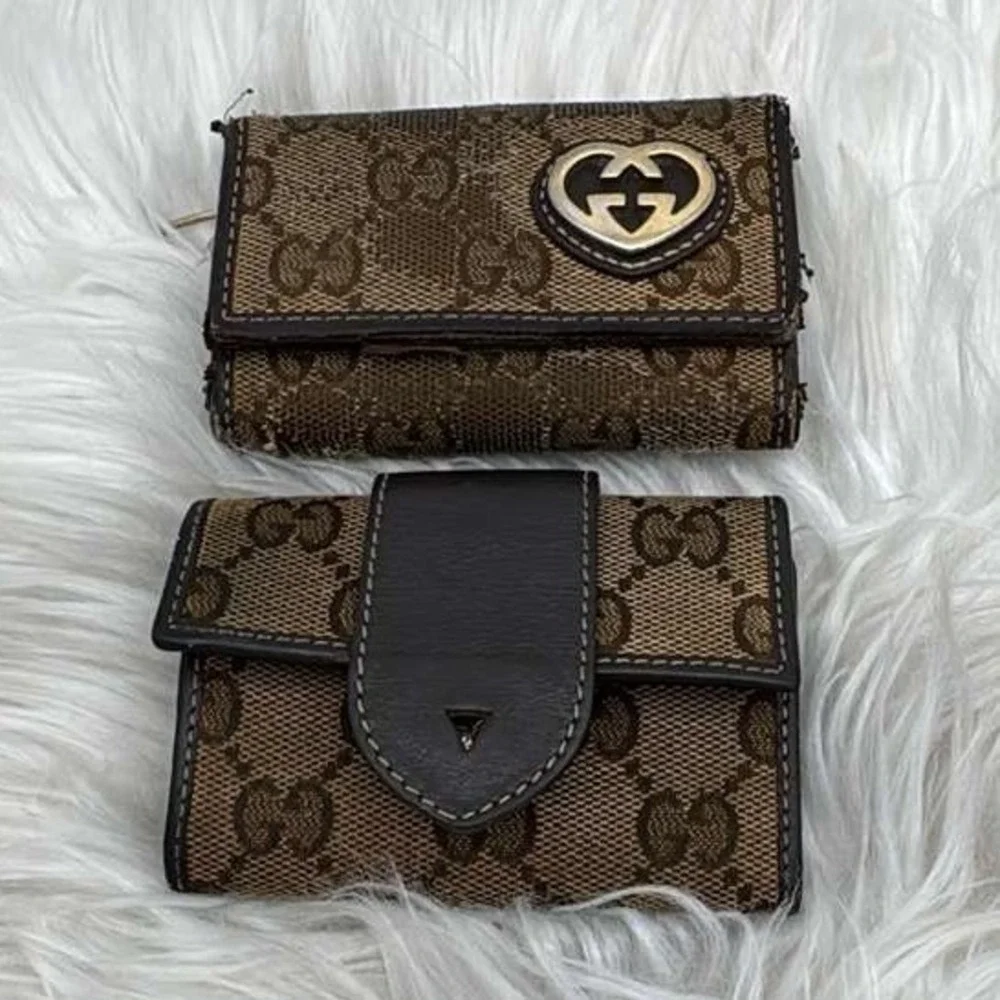 Authentic Gucci GG‎ Canvas Wallet Bundle Vintage Designer Lot Read